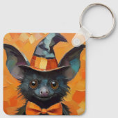 Bat with Patchwork Witch Hat Sleutelhanger (Achterkant)