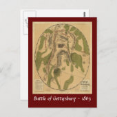 Bataille de Gettysburg Carte - 1863 (Devant / Derrière)