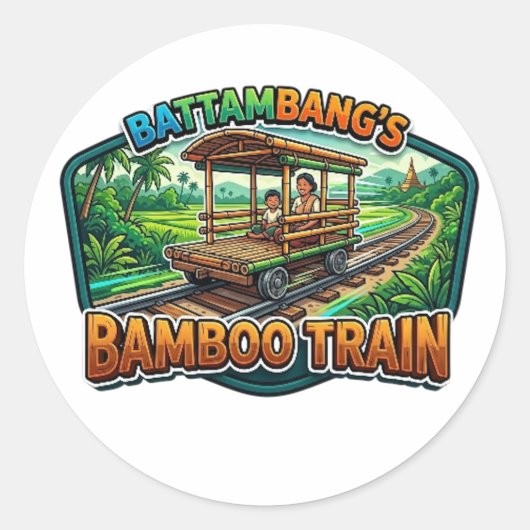 BATAMBANG'S BAMBOE TREIN RONDE STICKER (Voorkant)