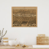 Batavia Illinois 1869 Antiek Panoramic Map Poster (Keuken)