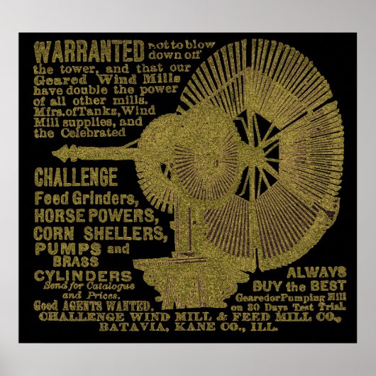 Batavia Illinois Challenge Windmill 1889 ad Poster (Voorkant)