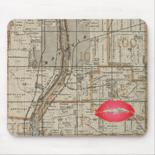 Batavia Illinois Plat kaart 1870 Fox River Valley Muismat