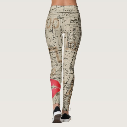 Batavia Illinois Plat Map 1870 Fox River Valley Leggings (Achterkant)