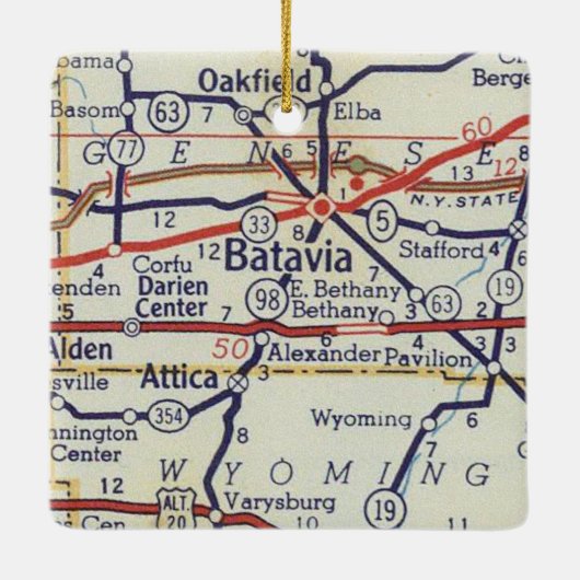 Batavia NY  Map Keramisch Ornament (Achterkant)