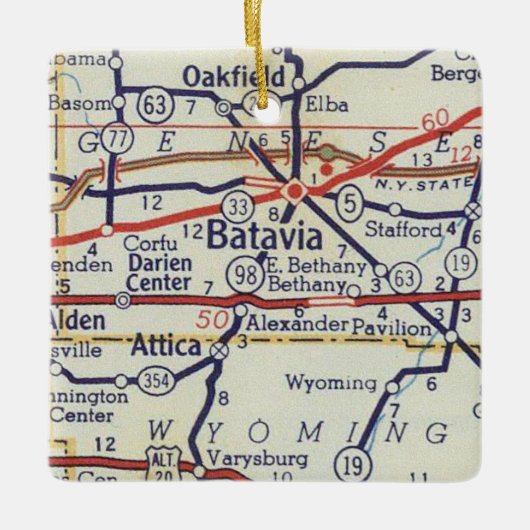 Batavia NY Map Keramisch Ornament (Voorkant)