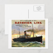 Batavier Line - Vintage Travel Briefkaart (Voorkant / Achterkant)