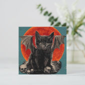  Batcat Spooky Happy Halloween Feestdagenkaart (Staand voorkant)