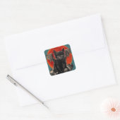  Batcat Spooky Happy Halloween Vierkante Sticker (Envelop)