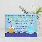 Bateau à baleine Nautique Baby Shower Invitations (Debout devant)