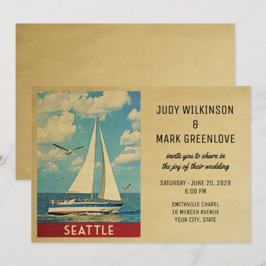 Bateau à Faire-part de mariage Seattle (Devant / Derrière)