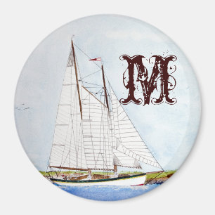 Bateau à voile Bateau à voile Monogramme Aimant in