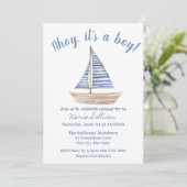 BATEAU À VOILE BÉBÉ GARÇON Douche Invitation (Debout devant)