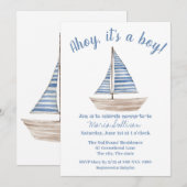 BATEAU À VOILE BÉBÉ GARÇON Douche Invitation (Devant / Derrière)