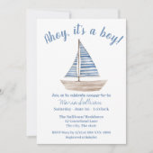 BATEAU À VOILE BÉBÉ GARÇON Douche Invitation (Devant)