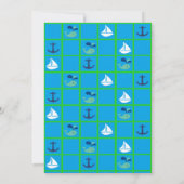 Bateau à voile bleu et vert Invitations thématique (Dos)