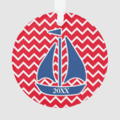 Bateau à voile bleu nautique Personnalisé Chevron  (dos)