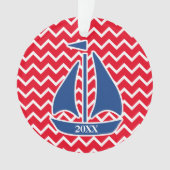 Bateau à voile bleu nautique Personnalisé Chevron  (devant)