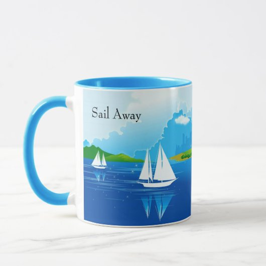 Bateau à voile Blue Coffee Mug Tea Cup (Gauche)