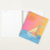 Bateau à voile coloré soleil lune océan (Devant avec enveloppe)