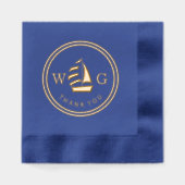 Bateau à voile encadré Monogramme 2 Merci initial (Recto)