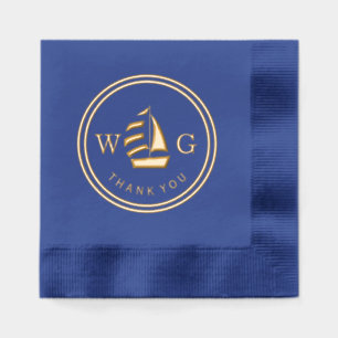 Bateau à voile encadré Monogramme 2 Merci initial