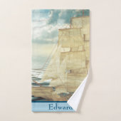 Bateau à voile et mouettes Brigantine (Serviette à main)