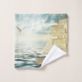 Bateau à voile et mouettes Brigantine (Gant de toilette)