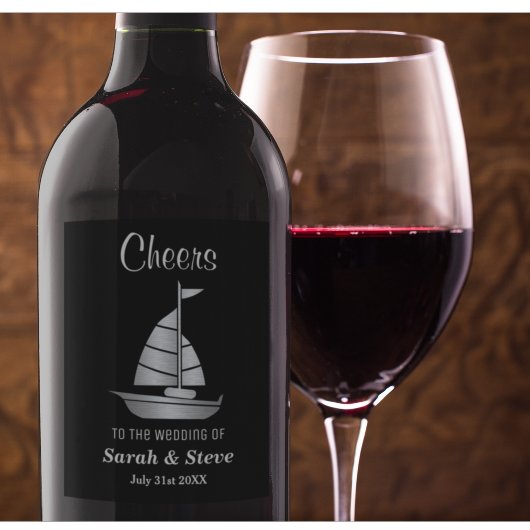 Bateau à voile Mariage nautique Étiquettes de vin