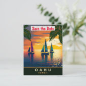 Bateau à voile près d'Oahu, Hawaï, Carte postale d (Debout devant)