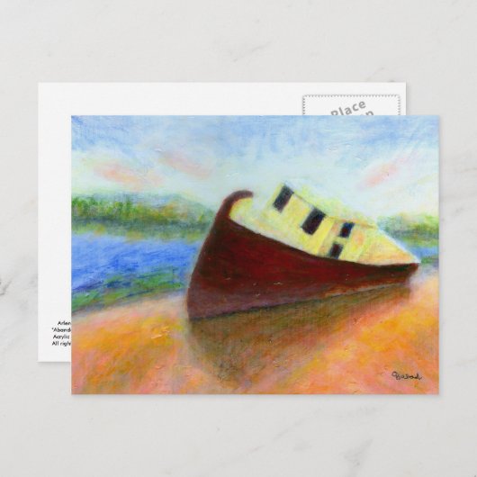 Bateau abandonné, carte postale (Devant / Derrière)