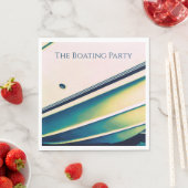 Bateau Abstrait sur Serviette en Papier Bleu (En situation)