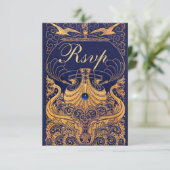 Bateau antique, Dauphins, Or, Bleu Marine Rsvp (Debout devant)