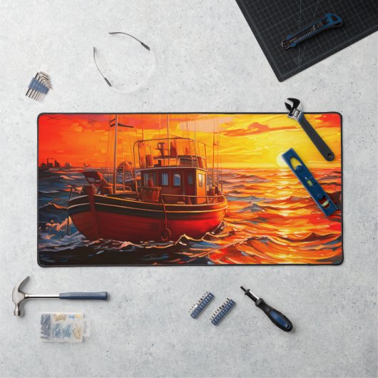 Bateau au coucher du soleil (Poste de travail)