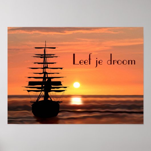 Bateau avec affiches au lever du soleil (Devant)