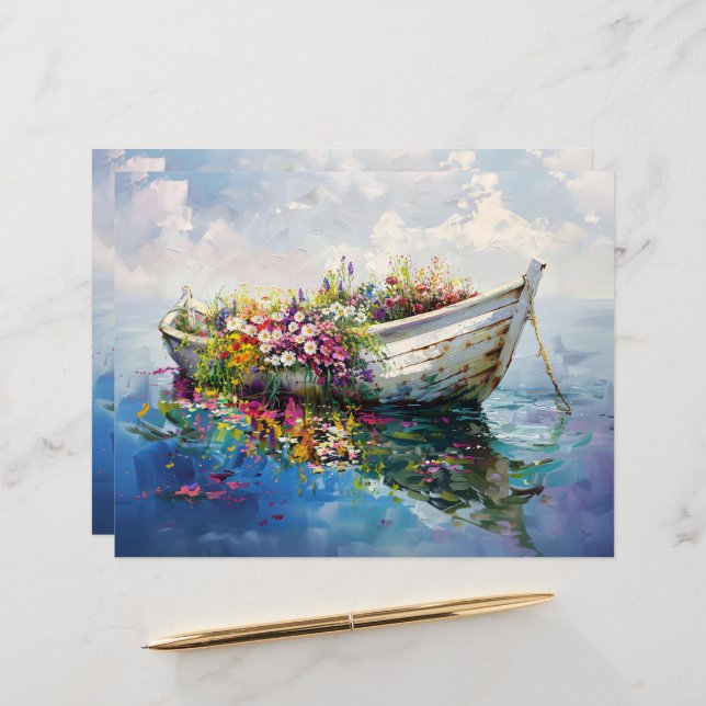 Bateau avec papier Fleur sauvage coloré (Devant/Arrière en situation)