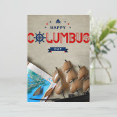 Bateau & Carte Joyeux Columbus Day (Debout devant)