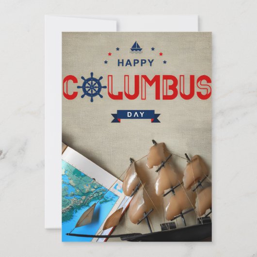 Bateau & Carte Joyeux Columbus Day (Dos)