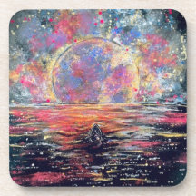 Bateau dans la lune colorée - Dessous de verre en