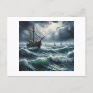 Bateau dans la mer Stormy, Carte postale