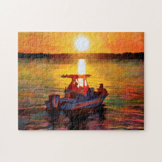 Bateau dans un Hilton Head Sunset Puzzle (Horizontal)