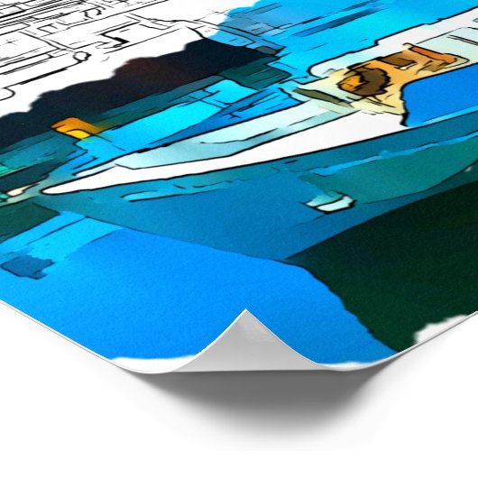 Bateau de pêche en Koroni Harbour A1 - Poster (Coin)