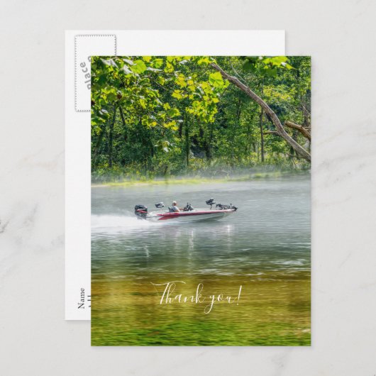 Bateau de pêche en mouvement Carte de remerciement (Devant / Derrière)