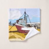 Bateau de pêche pittoresque (Gant de toilette)