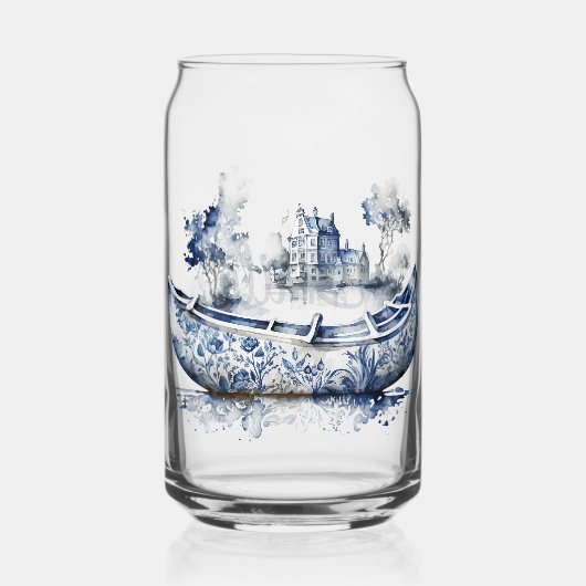 Bateau de style Delft bleu et blanc avec scène de  (Recto)