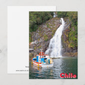 Bateau et cascade, carte Chili (Devant / Derrière)