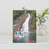 Bateau et cascade, carte Chili (Debout devant)