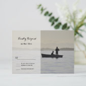 Bateau et couple Silhouette Lake Wedding Cartes RS (Debout devant)