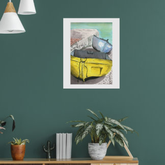 Bateau jaune - Art aquarelle | Art mural côtier