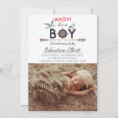 Bateau nautique Ahoy Baby Boy Photo Faire-part (Devant)