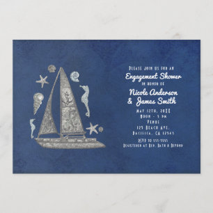 Bateau Nautique Argent et Plage objets Invitations